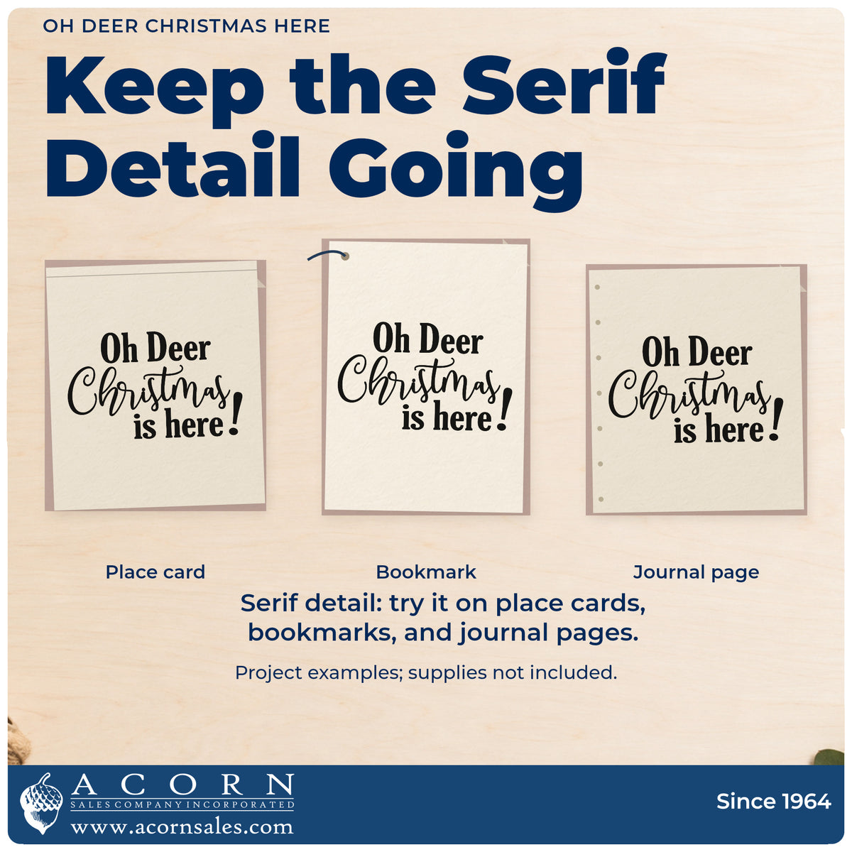 Three project examples made with the Oh Deer Christmas Here PSI Pre-Inked Stamp, including shift coverage sheet.