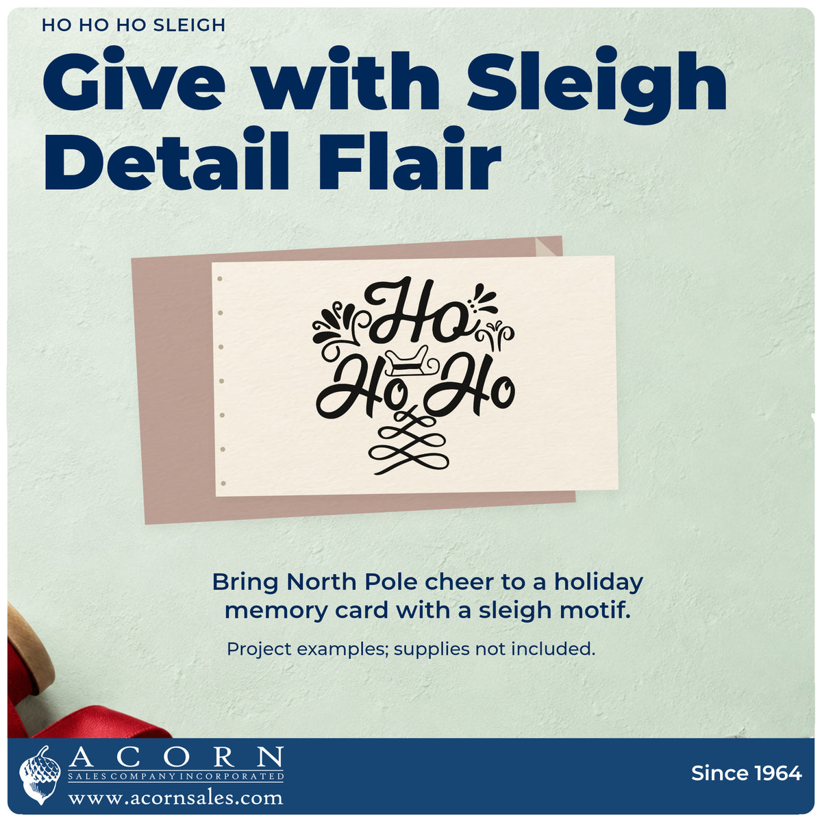 A finished handmade project stamped with the Ho Ho Ho Sleigh Slim Pre-Inked Stamp, ideal for mantel style album.