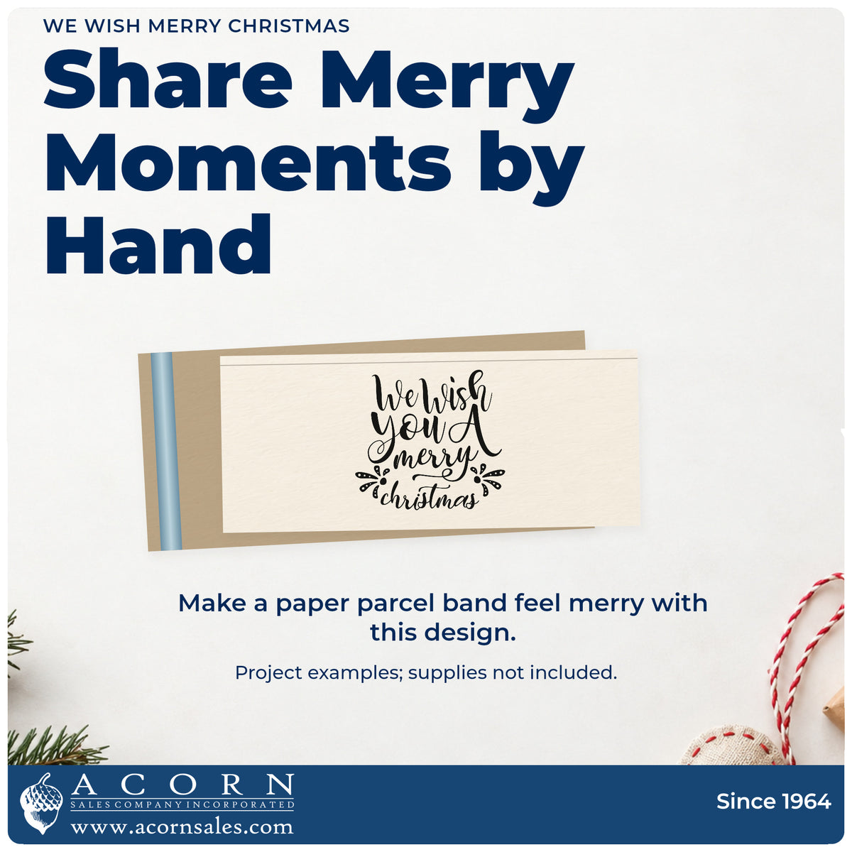 A finished handmade project stamped with the We Wish You A Merry Christmas Premium Wooden Stamp – Vintage Pro, ideal for year letter album.