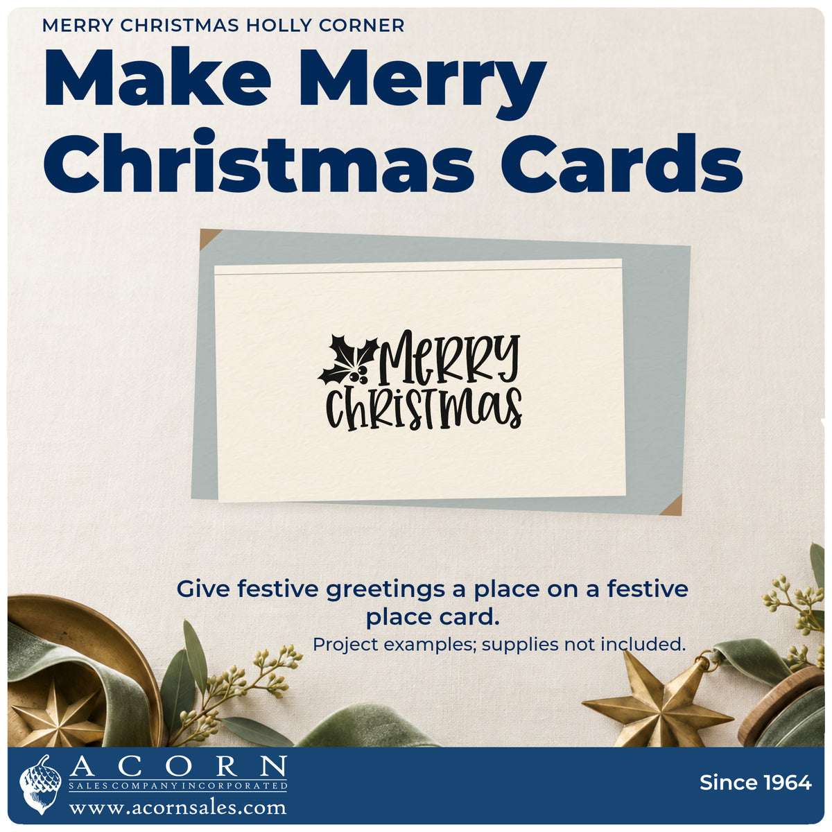 A finished handmade project stamped with the Merry Christmas Holly Corner Block Lettering Self-Inking Stamp, ideal for page accent album.