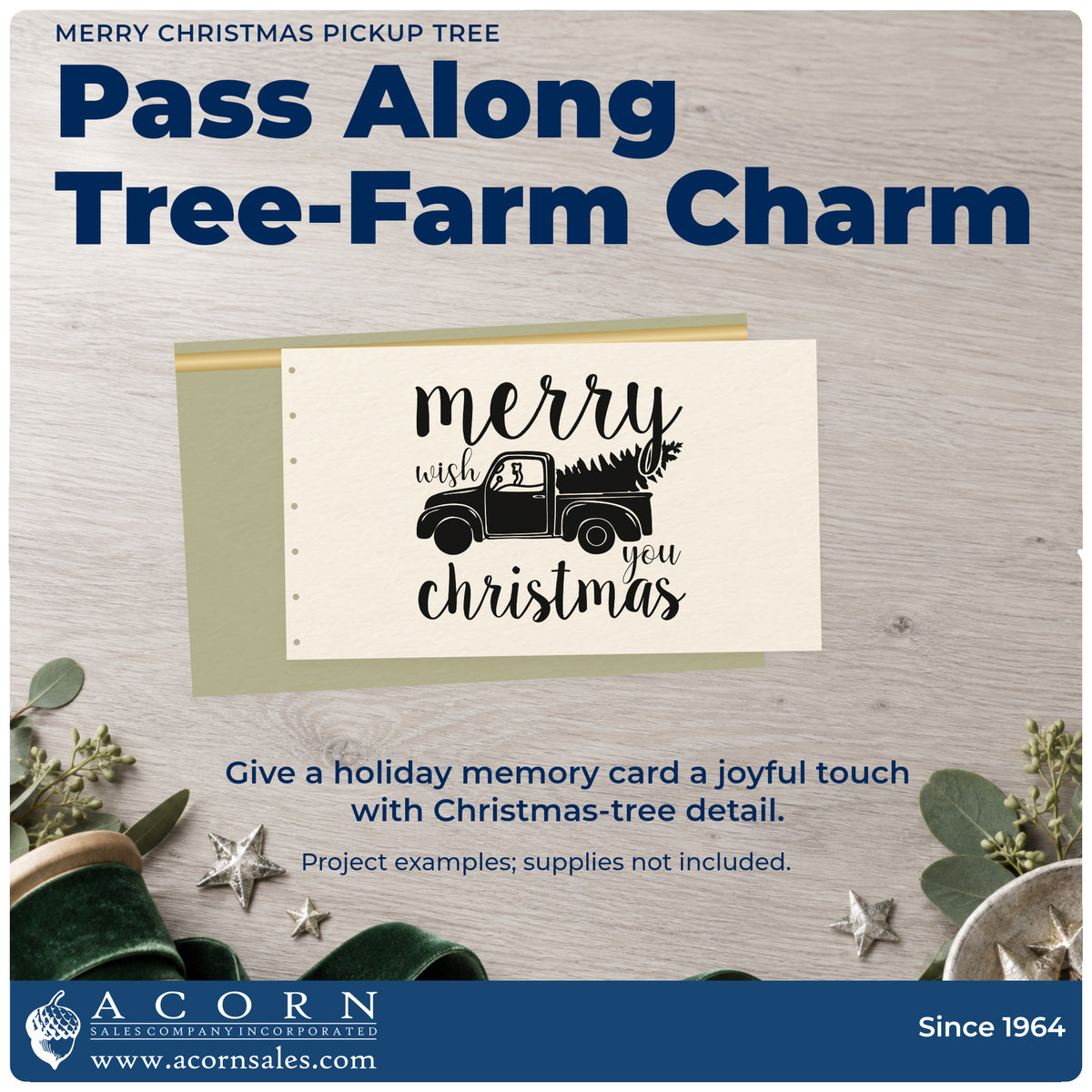 A finished handmade project stamped with the Merry Christmas Pickup Tree Pre-Inked Stamp – PSI, ideal for delivery day album.