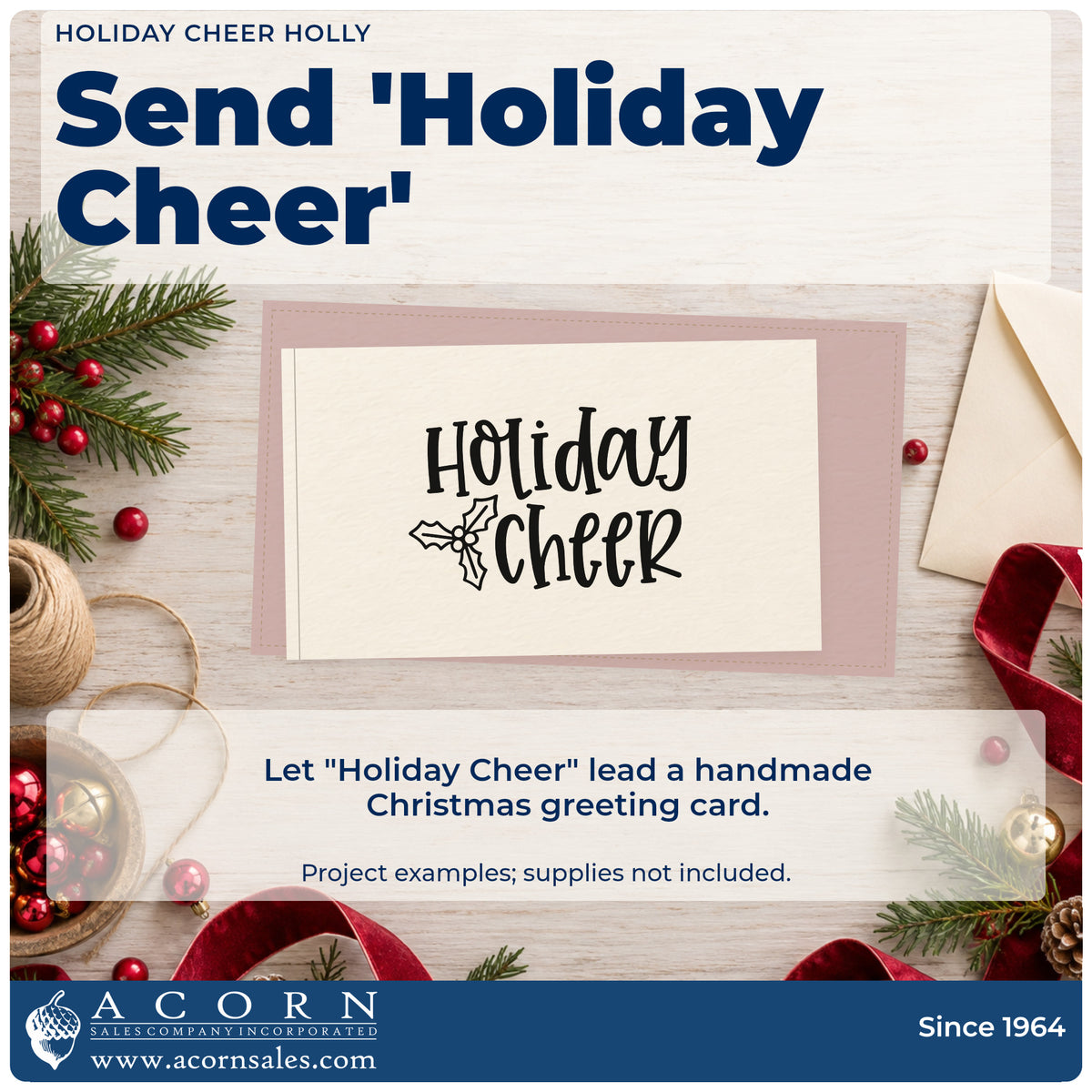 A finished handmade project stamped with the Holiday Cheer Holly Outline Detail Hand Stamp – Duo, ideal for basket build album.