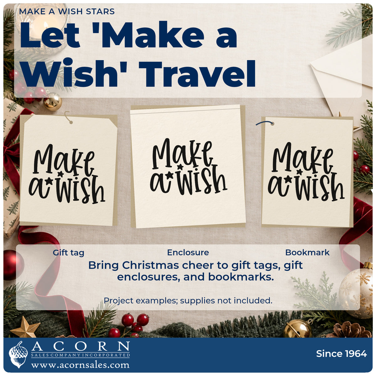 Three project examples made with the Make A Wish Hand Stamp – Duo, including wish journal sheet.