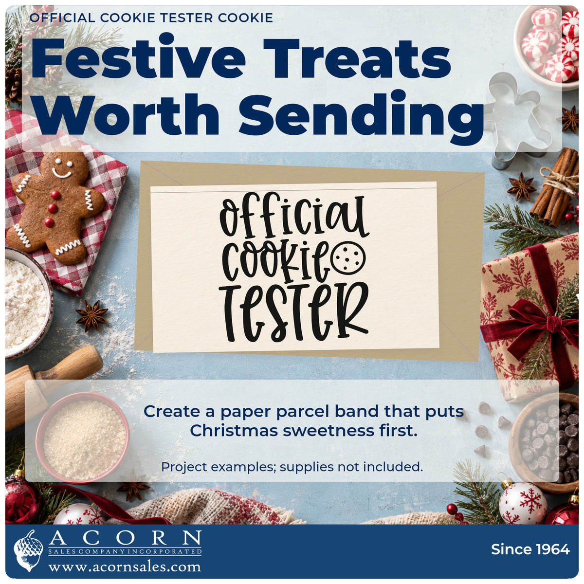 A finished handmade project stamped with the Official Cookie Tester With Round Cookie Craft Stamp – Self-Inking, ideal for vertical album panel.