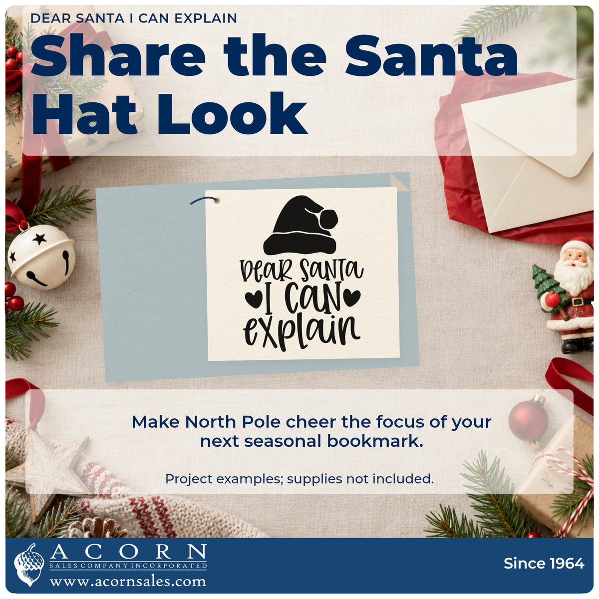 A finished handmade project stamped with the Dear Santa I Can Explain Hat Rubber Stamp – Duo Hand, ideal for apology album page.