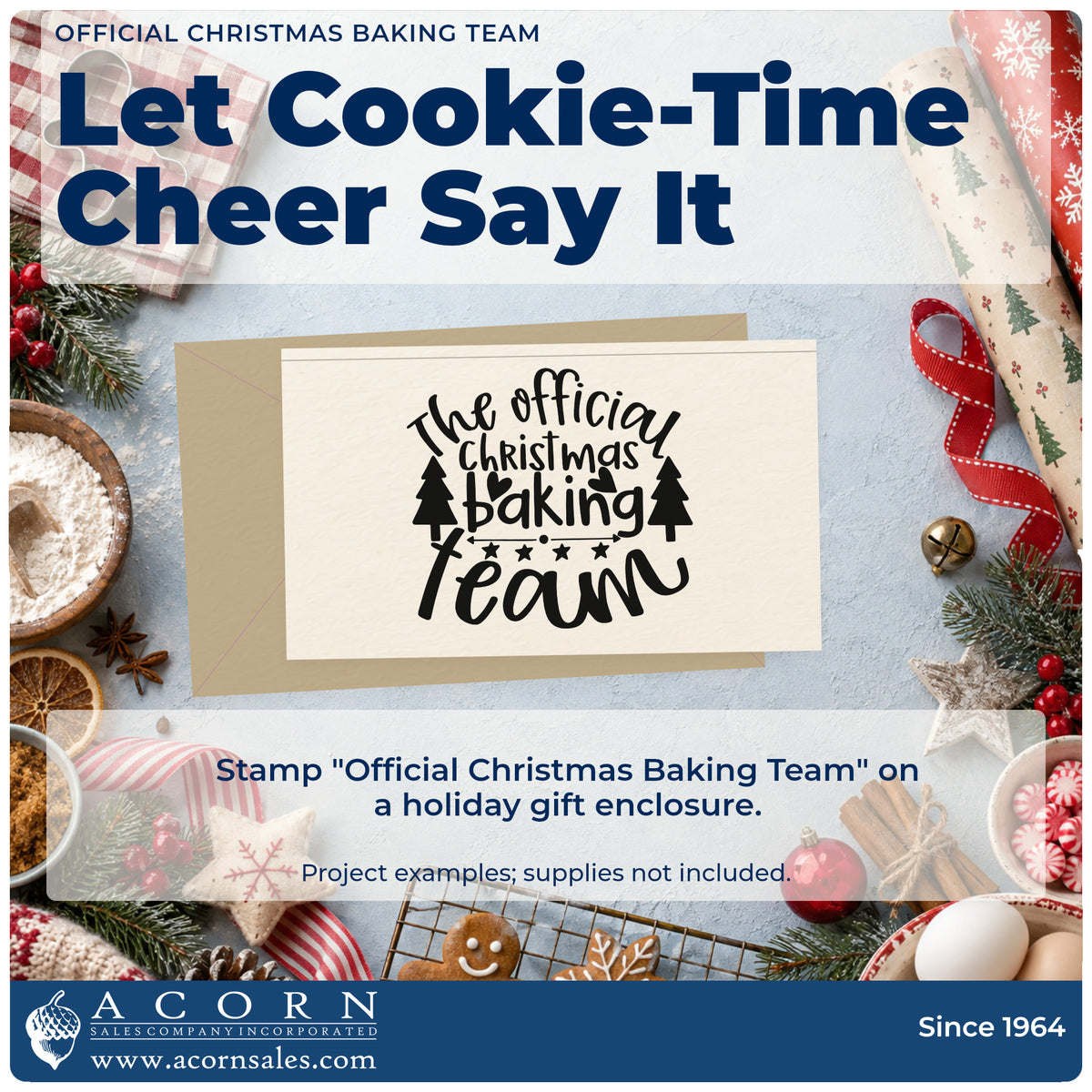 A finished handmade project stamped with the The Official Christmas Baking Team Stamp – Self-Inking, ideal for bracket album page.