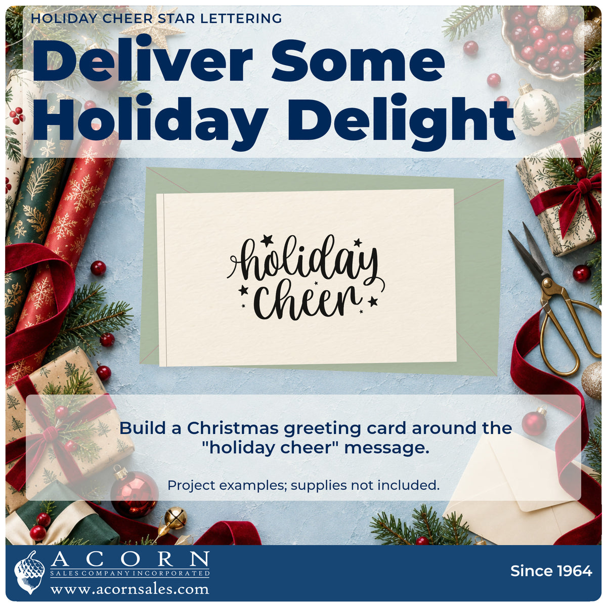 A finished handmade project stamped with the Holiday Cheer Hand Stamp – Duo, ideal for light album header.