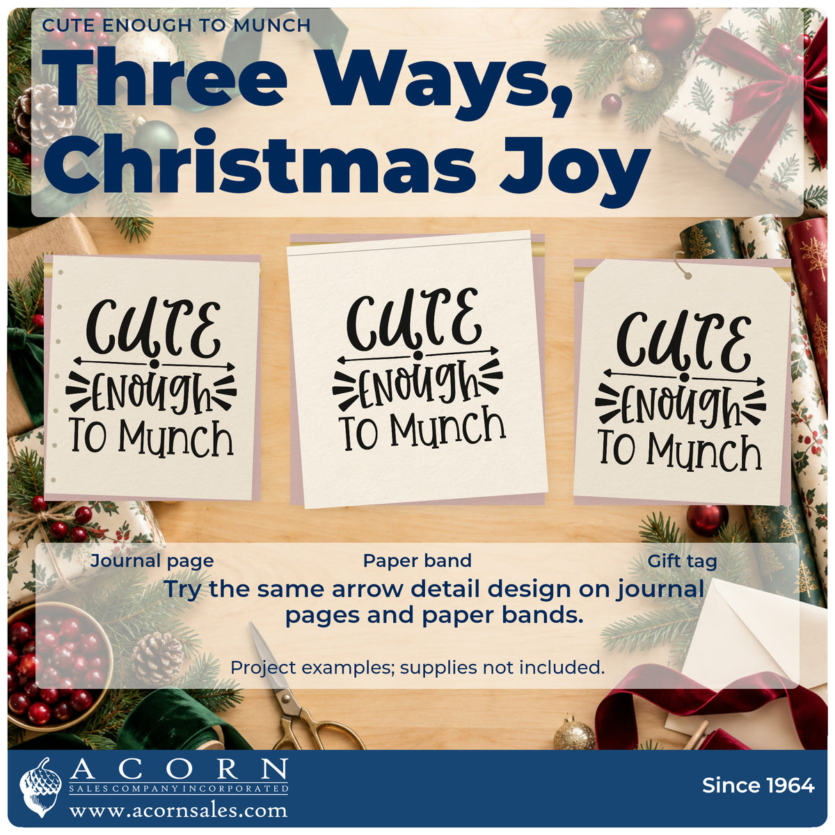 Three project examples made with the Cute Enough To Munch Self-Inking Stamp, including feeding log sheet.