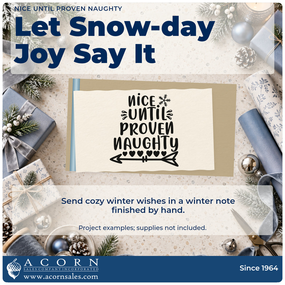 A finished handmade project stamped with the Nice Until Proven Naughty Snowflakes Stamp – Premium Vintage Pro Wooden, ideal for evidence album page.