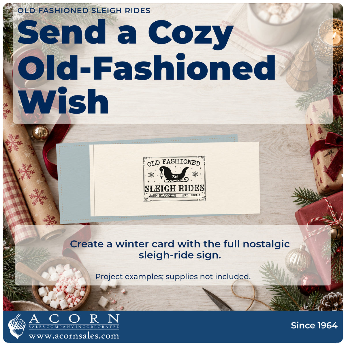 A finished handmade project stamped with the Old Fashioned Sleigh Rides Pre-Inked Stamp – PSI, ideal for service album page.