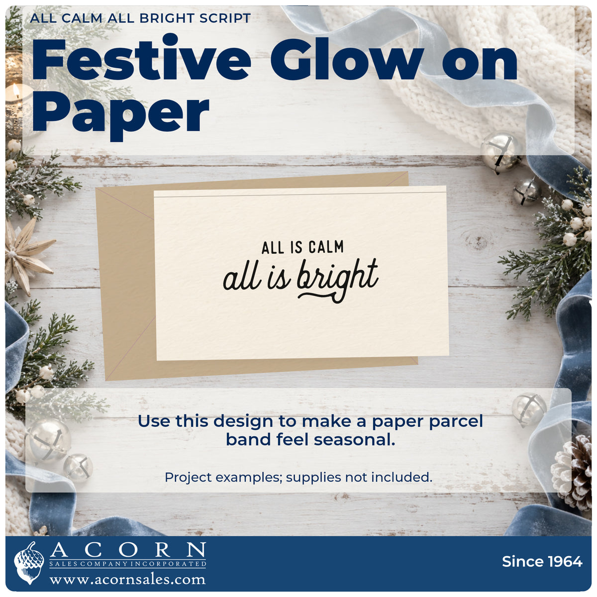 A finished handmade project stamped with the All Is Calm All Is Bright Pre-Inked Stamp – PSI, ideal for still night album.