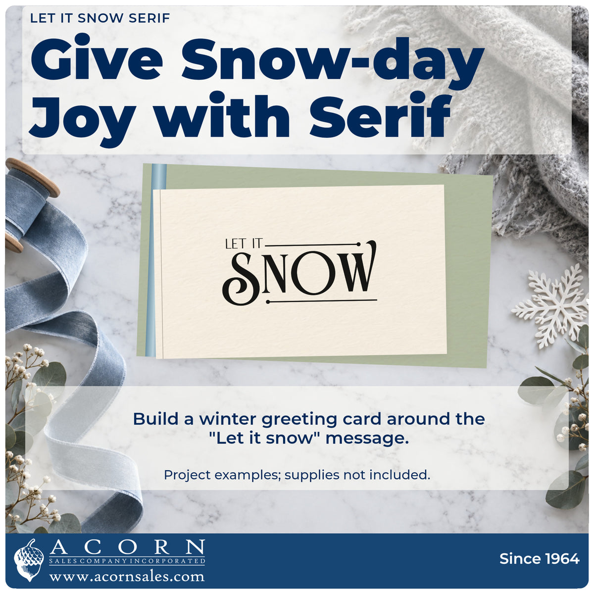 A finished handmade project stamped with the Let It Snow Serif Lettering Rubber Stamp – Duo Hand, ideal for boutique album page.