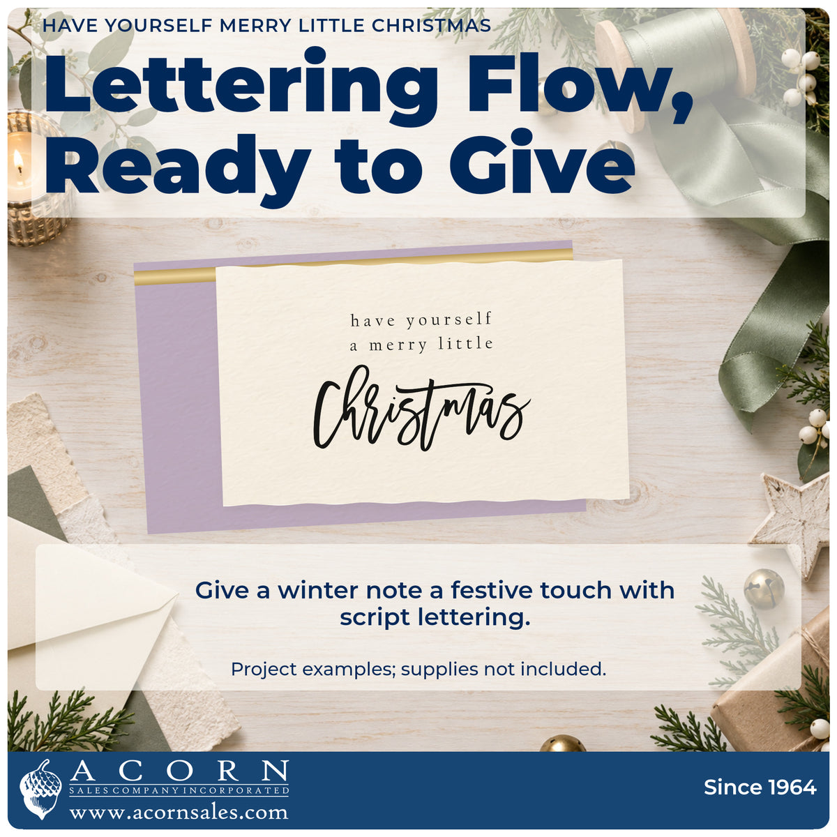 A finished handmade project stamped with the Have Yourself A Merry Little Christmas Script Lettering Stamp – PSI Pre-Inked, ideal for lettering study album.
