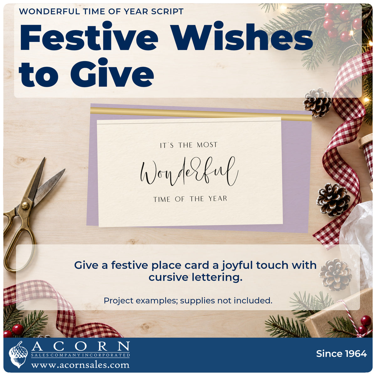 A finished handmade project stamped with the Wonderful Time Of Year Script Lettering Stamp – Slim Pre-Inked, ideal for three line album.
