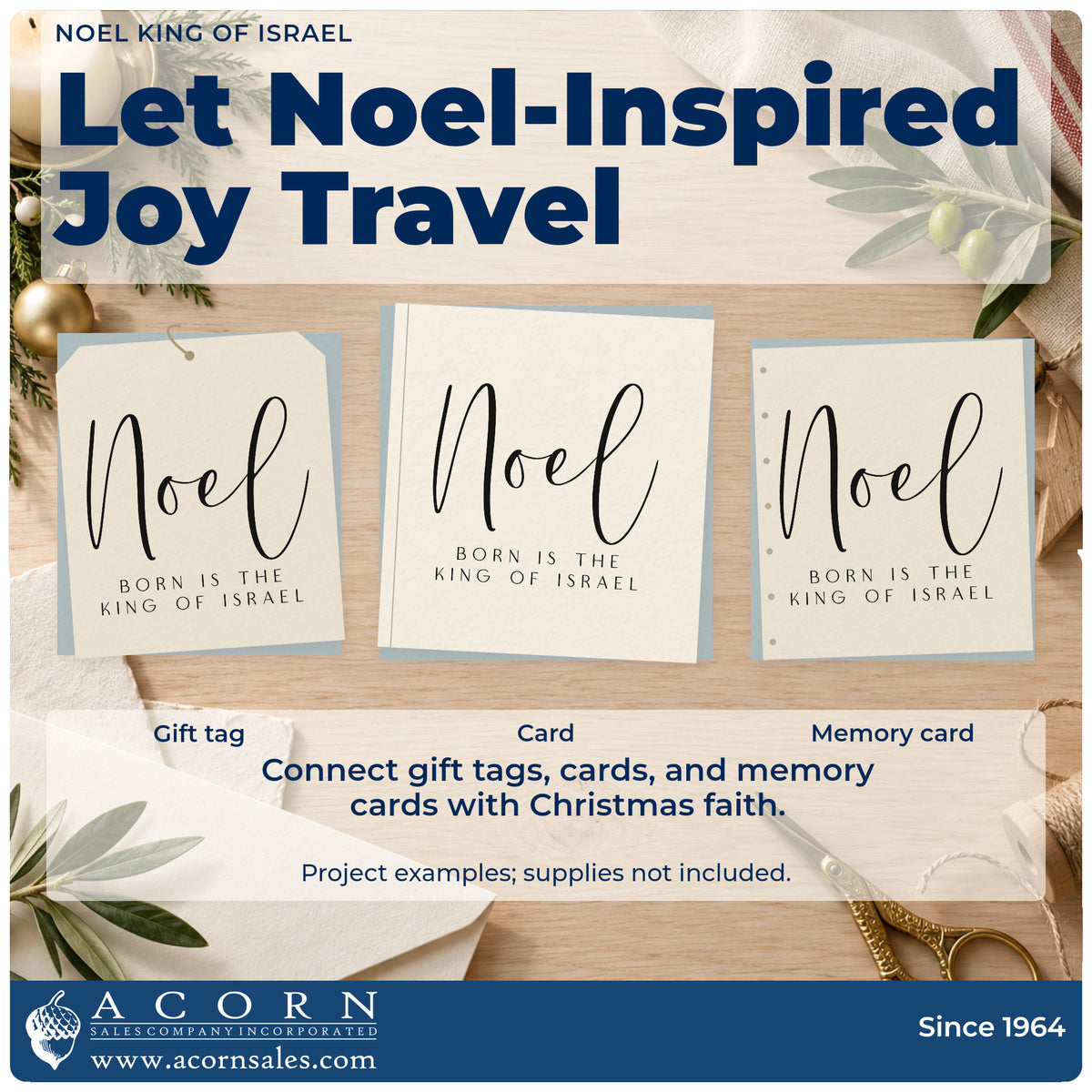 Three project examples made with the Noel King Of Israel Script Lettering PSI Pre-Inked Stamp, including verse study sheet.