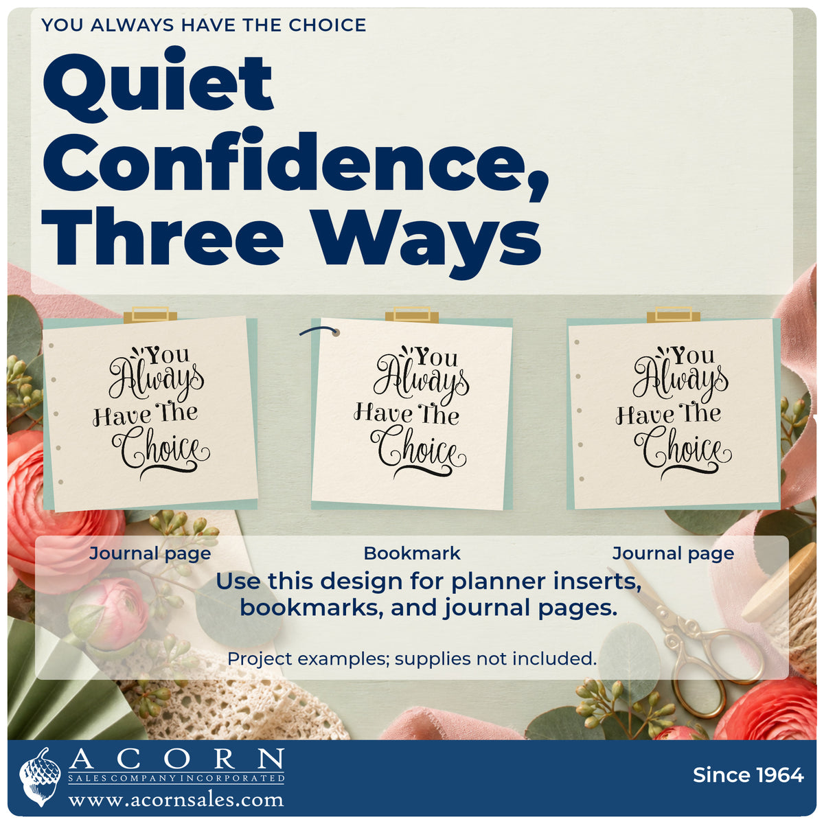 Three project examples made with the You Always Have The Choice PSI Pre-Inked Stamp, including wardrobe plan sheet.
