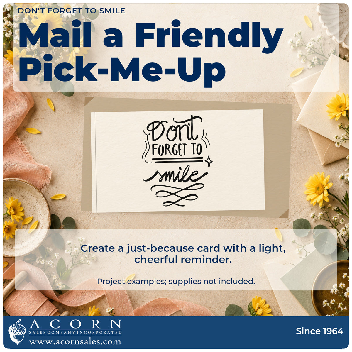 A finished handmade project stamped with the Don't Forget To Smile With Sparkles Stamp – Slim Pre-Inked, ideal for practice album page.