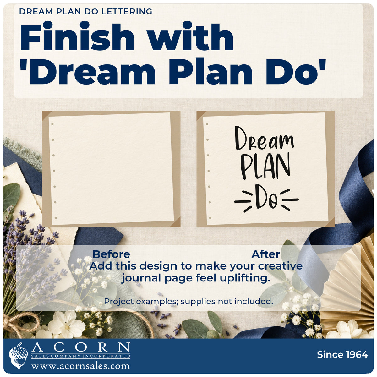 Before and after of a plain item finished with the Dream Plan Do Lettering Rubber Stamp – Duo Hand, a quick upgrade for framed hall closet.