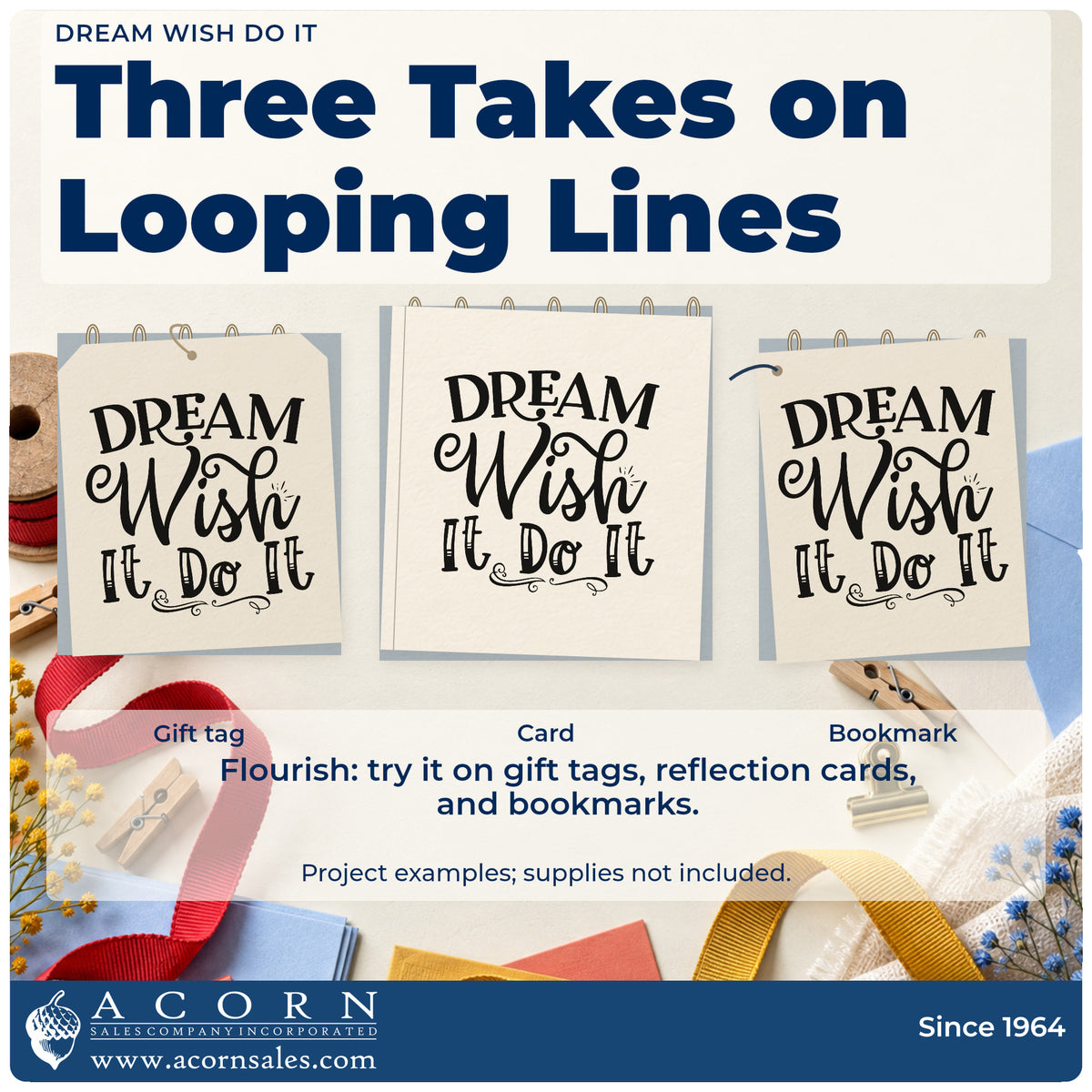 Three project examples made with the Dream Wish Do It Pre-Inked Stamp – PSI, including year aim sheet.