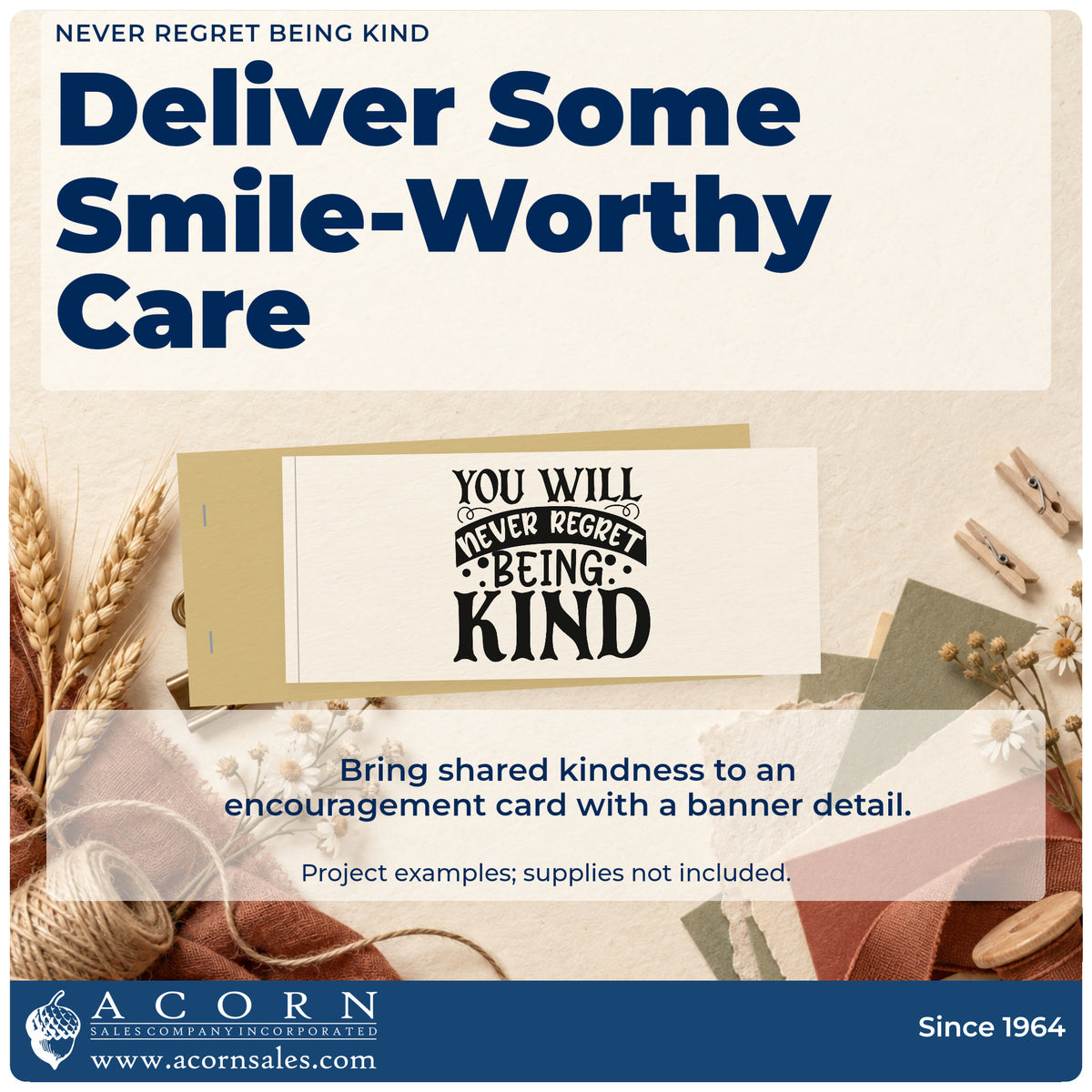 A finished handmade project stamped with the You Will Never Regret Being Kind Pre-Inked Stamp – PSI, ideal for café album page.