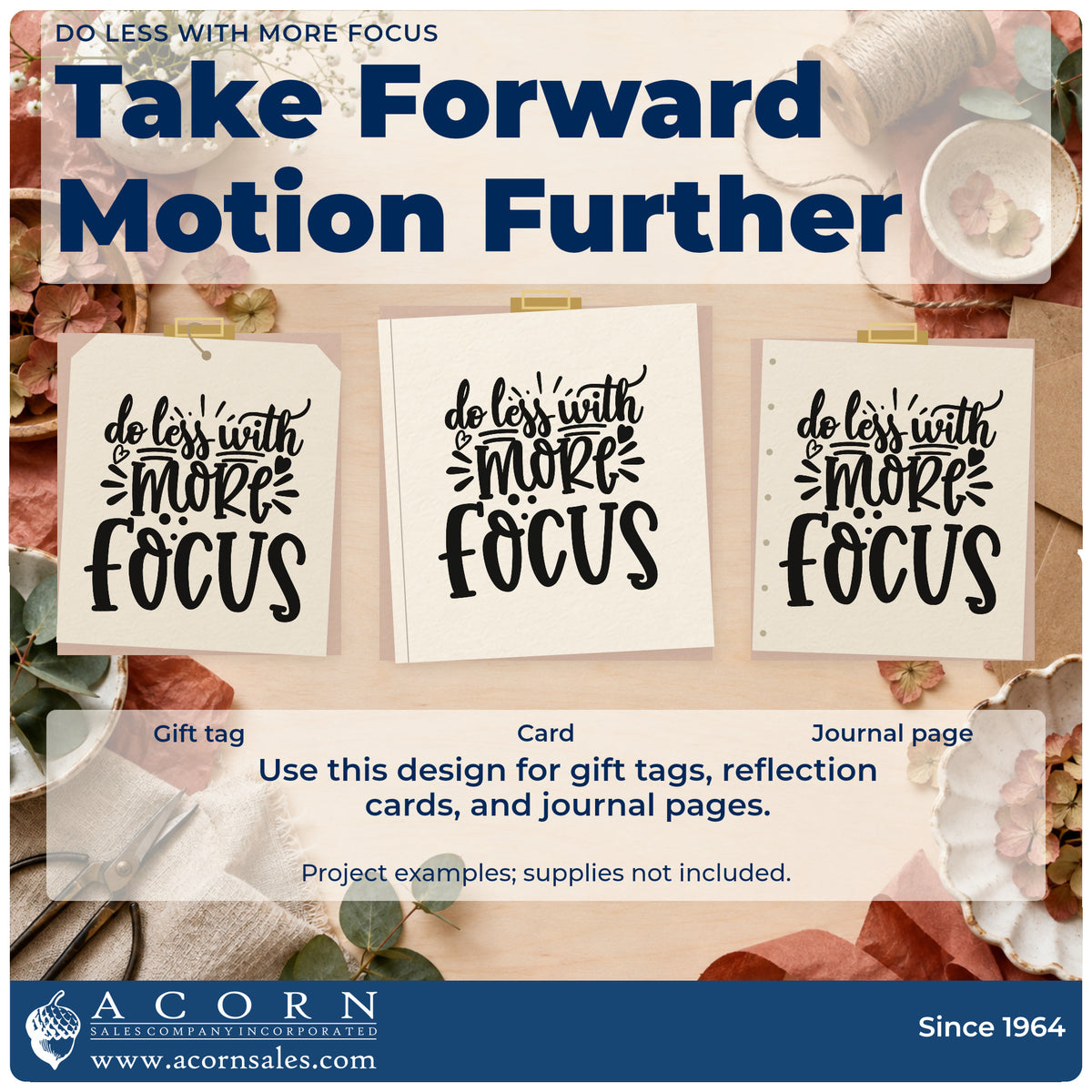 Three project examples made with the Do Less With More Focus With Hearts Pre-Inked Stamp – Slim, including time block sheet.