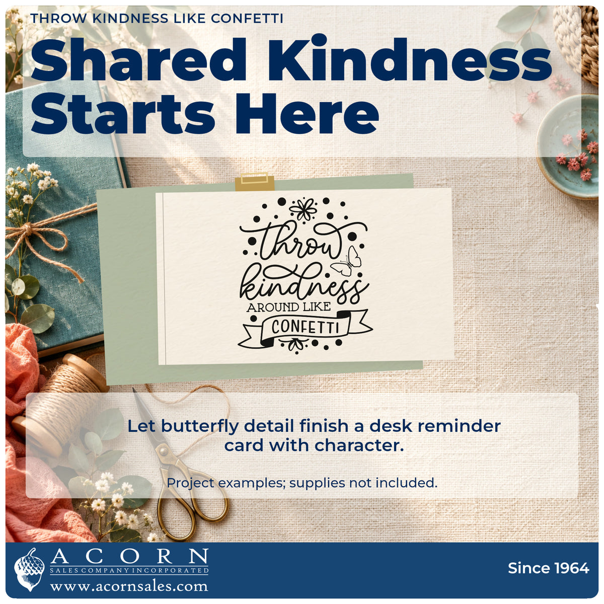 A finished handmade project stamped with the Throw Kindness Around Like Confetti Self-Inking Craft Stamp, ideal for mural album page.