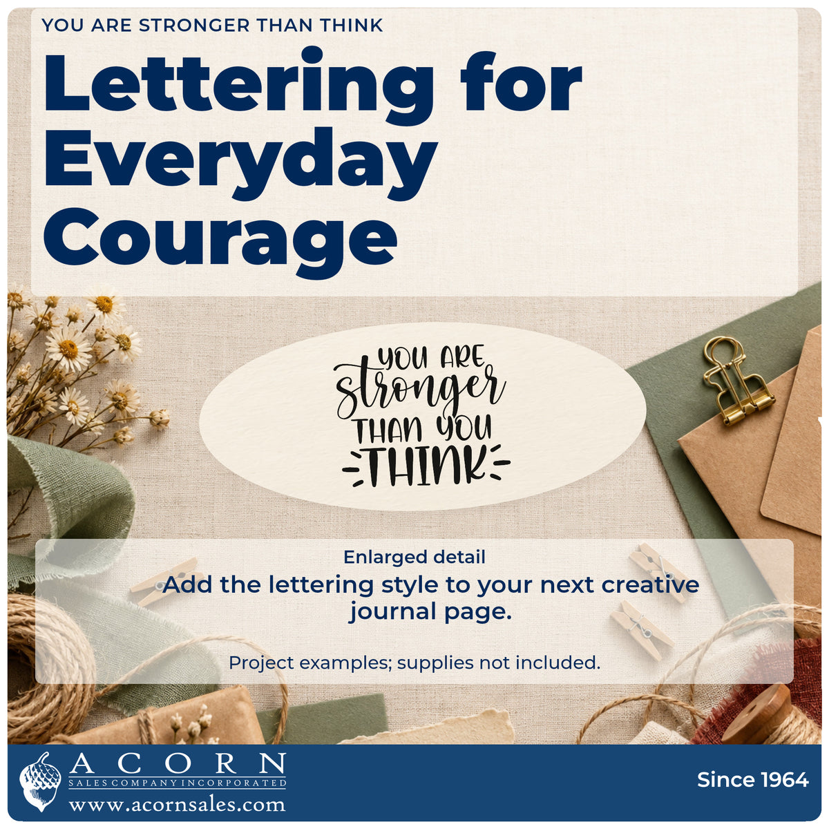 Enlarged detail of the Self-Inking You Are Stronger Than Think Stamp imprint. The phrase "You are stronger than you think" appears in mixed lettering with emphasis lines.