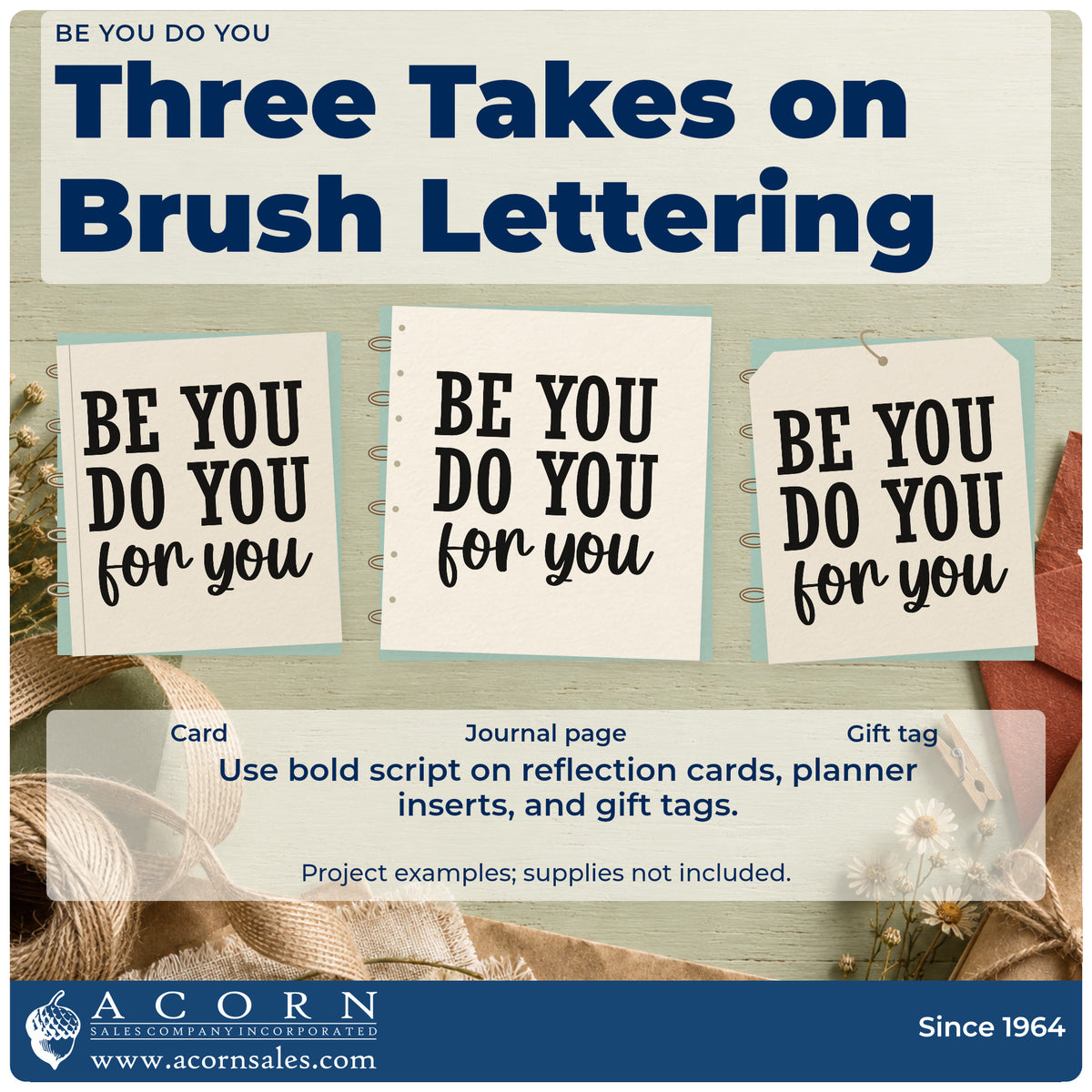 Three project examples made with the Be You Do You Rubber Stamp – Duo Hand, including cue call sheet.