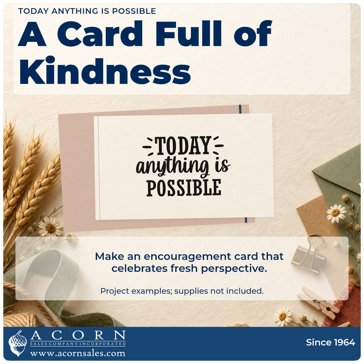 A finished handmade project stamped with the Today Anything Is Possible Wood Handle Stamp, ideal for talent show album page.