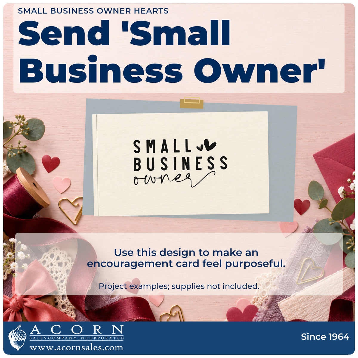 A finished handmade project stamped with the Small Business Owner Hand Stamp – Duo, ideal for workshop album page.
