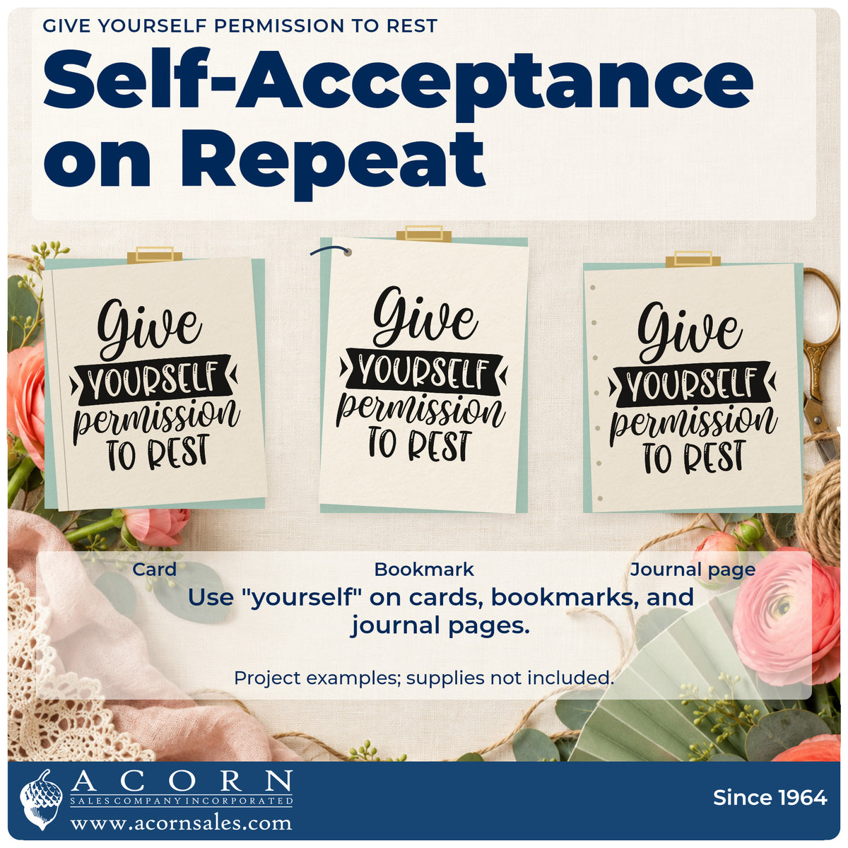Three project examples made with the Give Yourself Permission To Rest Stamp – PSI Pre-Inked, including nothing plan sheet.