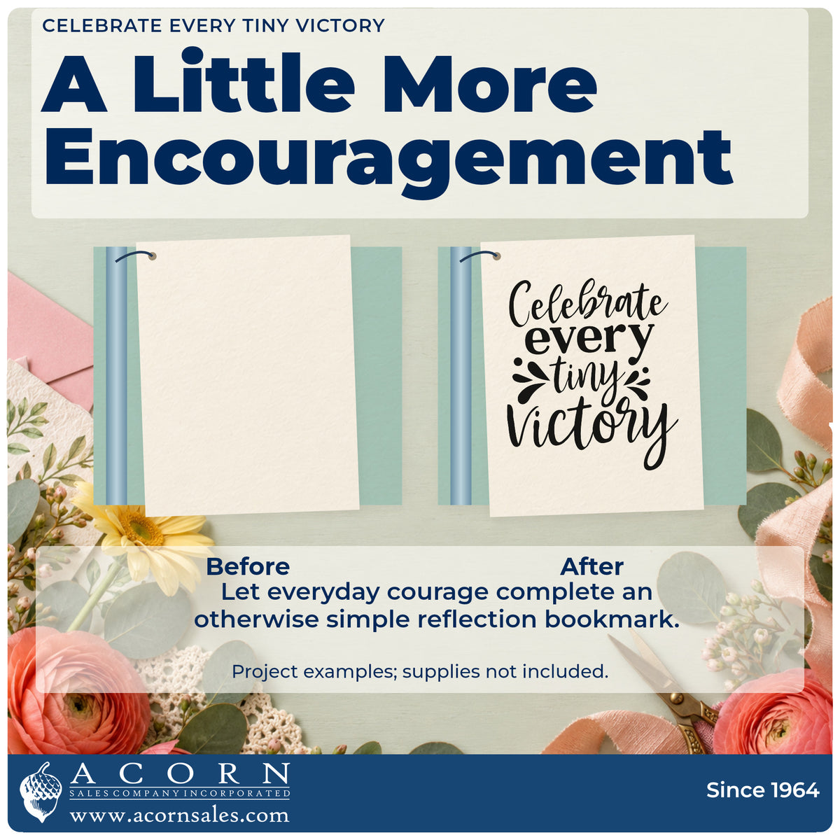 Before and after of a plain item finished with the Celebrate Every Tiny Victory Lettering Stamp – Slim Pre-Inked, a quick upgrade for framed linen closet.