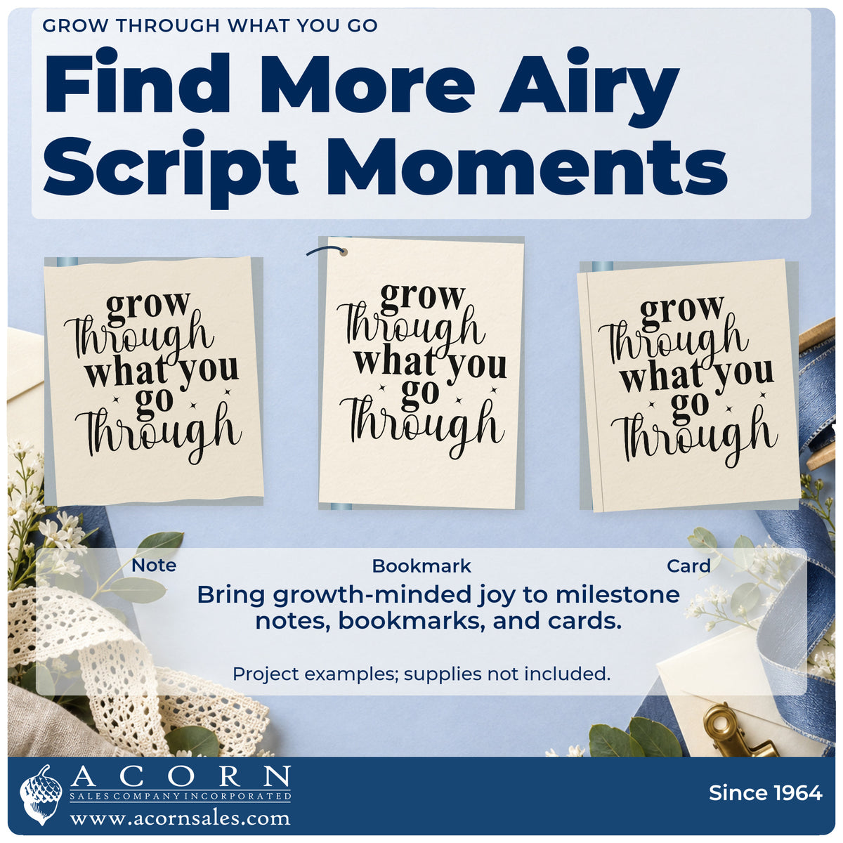 Three project examples made with the Grow Through What You Go Self-Inking Stamp, including plot assign sheet.