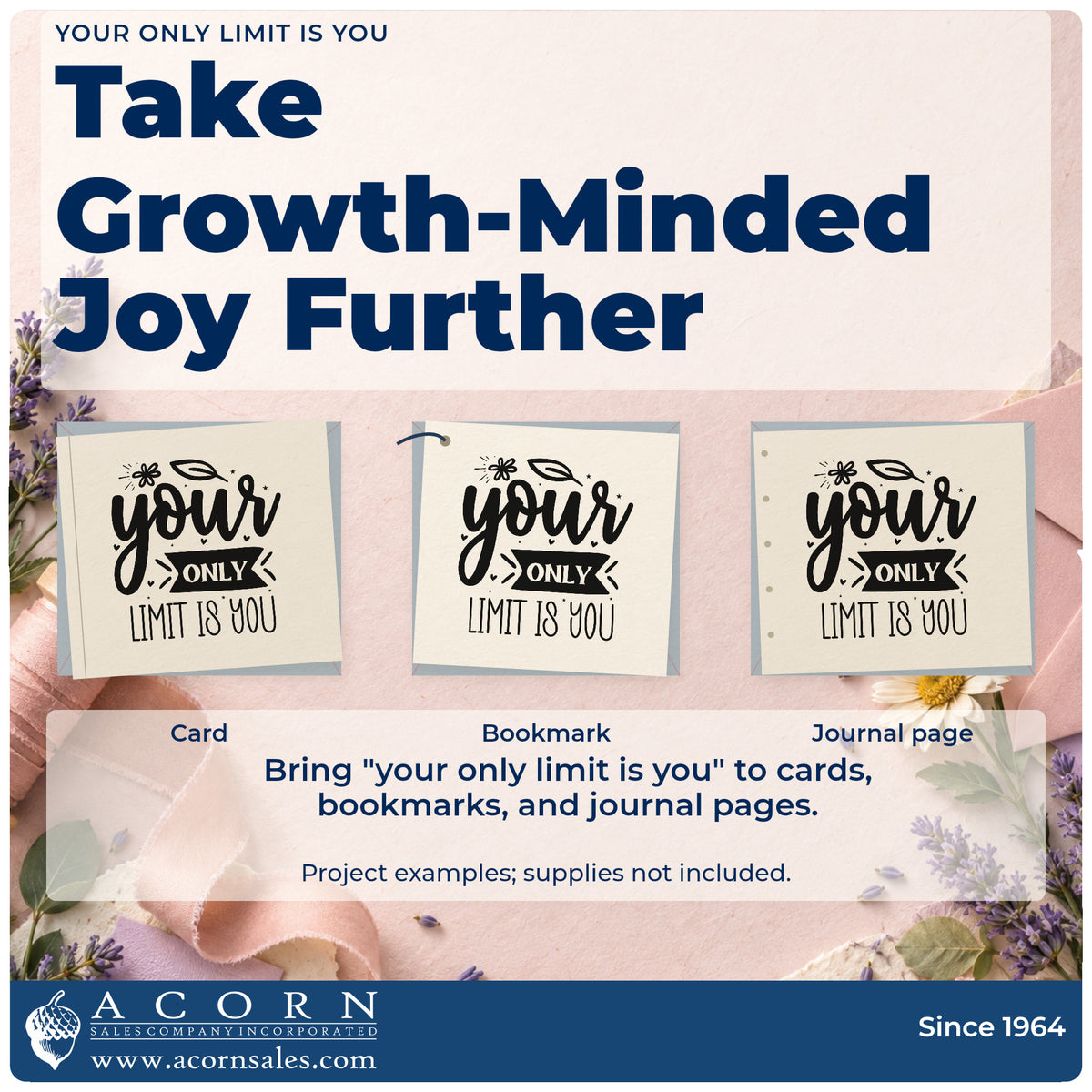Three project examples made with the Your Only Limit Is You Flower Motif Stamp – Premium Vintage Pro Wooden, including scrim result sheet.