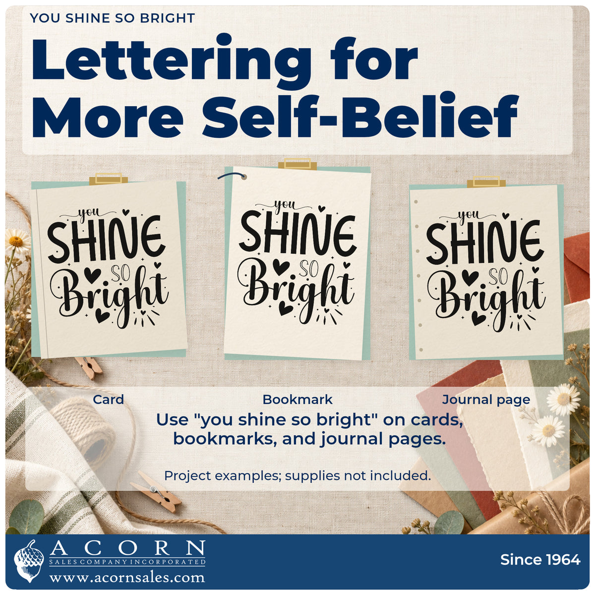 Three project examples made with the You Shine So Bright Self-Inking Stamp, including night plan sheet.