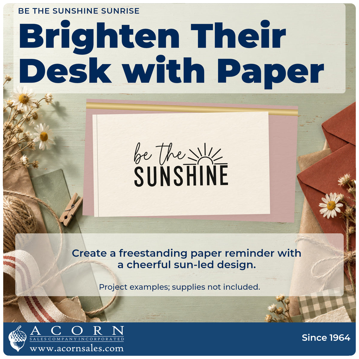 A finished handmade project stamped with the Sunshine Lettering With Radiant Sunrise Rubber Stamp – Wood Handle, ideal for cleanup album page.