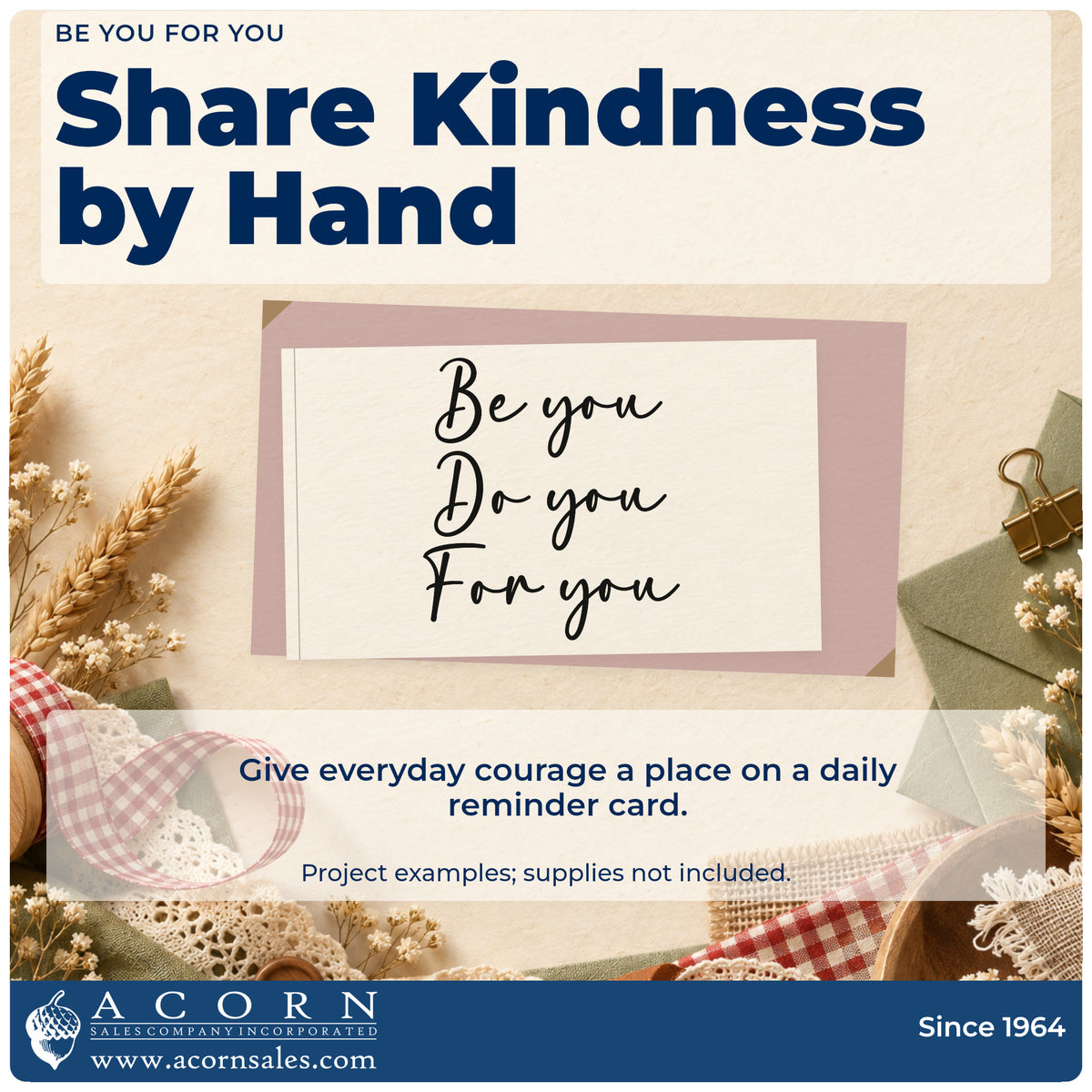 A finished handmade project stamped with the Be You For You Script Lettering Slim Pre-Inked Stamp, ideal for client album page.