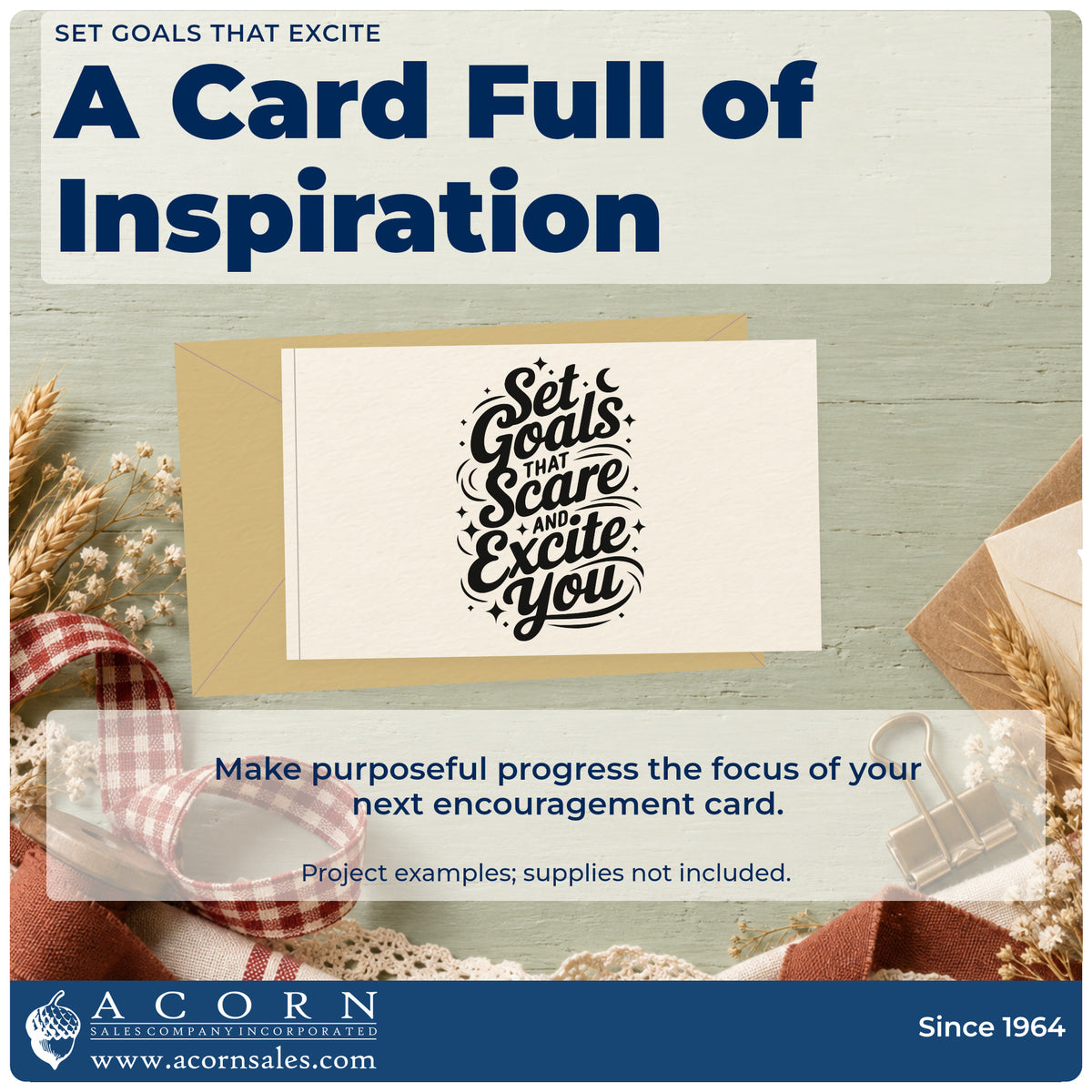 A finished handmade project stamped with the Set Goals That Excite Stamp – Duo Hand, ideal for commission album page.