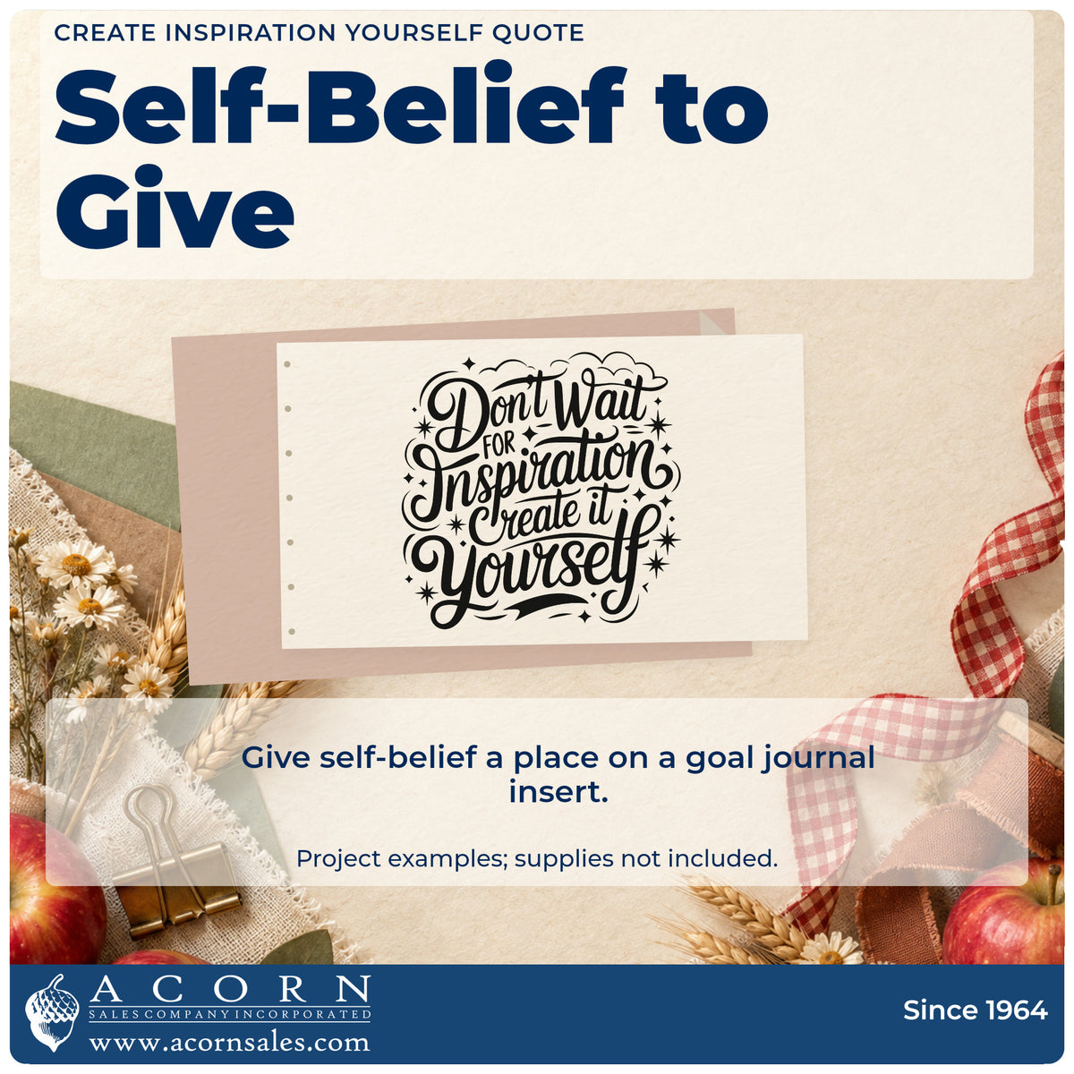 A finished handmade project stamped with the Create Inspiration Yourself Quote Pre-Inked Stamp – PSI, ideal for song album page.