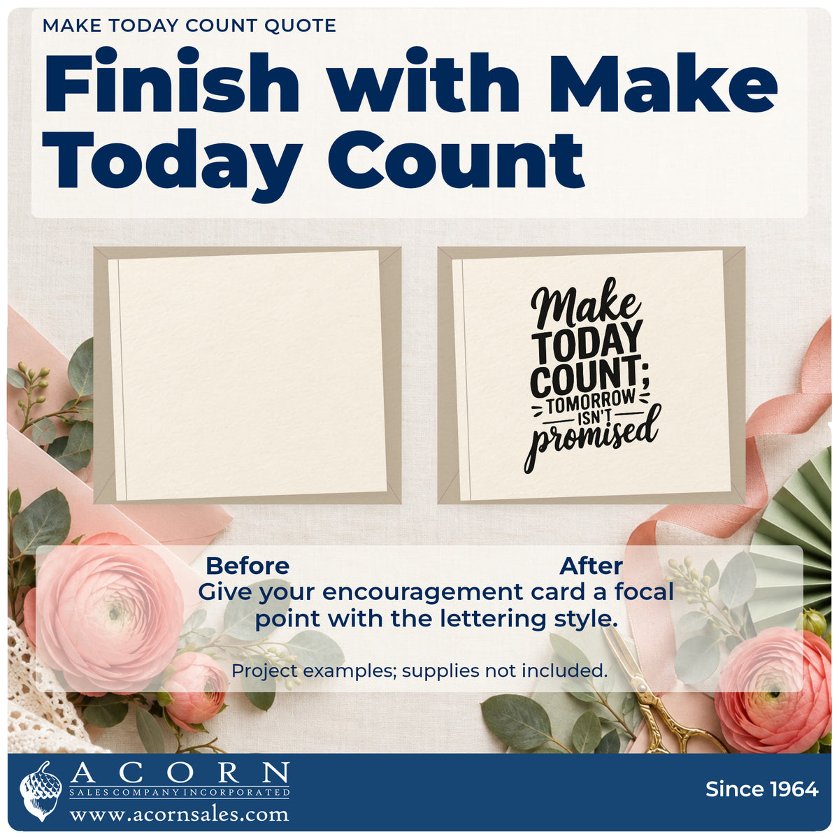 Before and after of a plain item finished with the Make Today Count Quote Stamp – Duo Hand, a quick upgrade for framed hall entry.