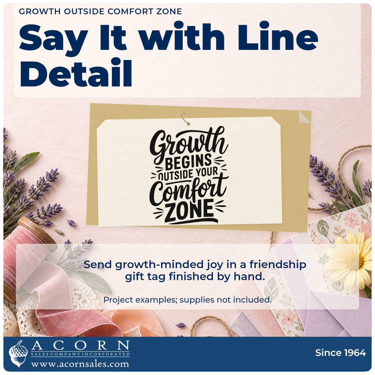 A finished handmade project stamped with the Growth Begins Outside Your Comfort Zone Rubber Stamp – Duo Hand, ideal for dance term album page.