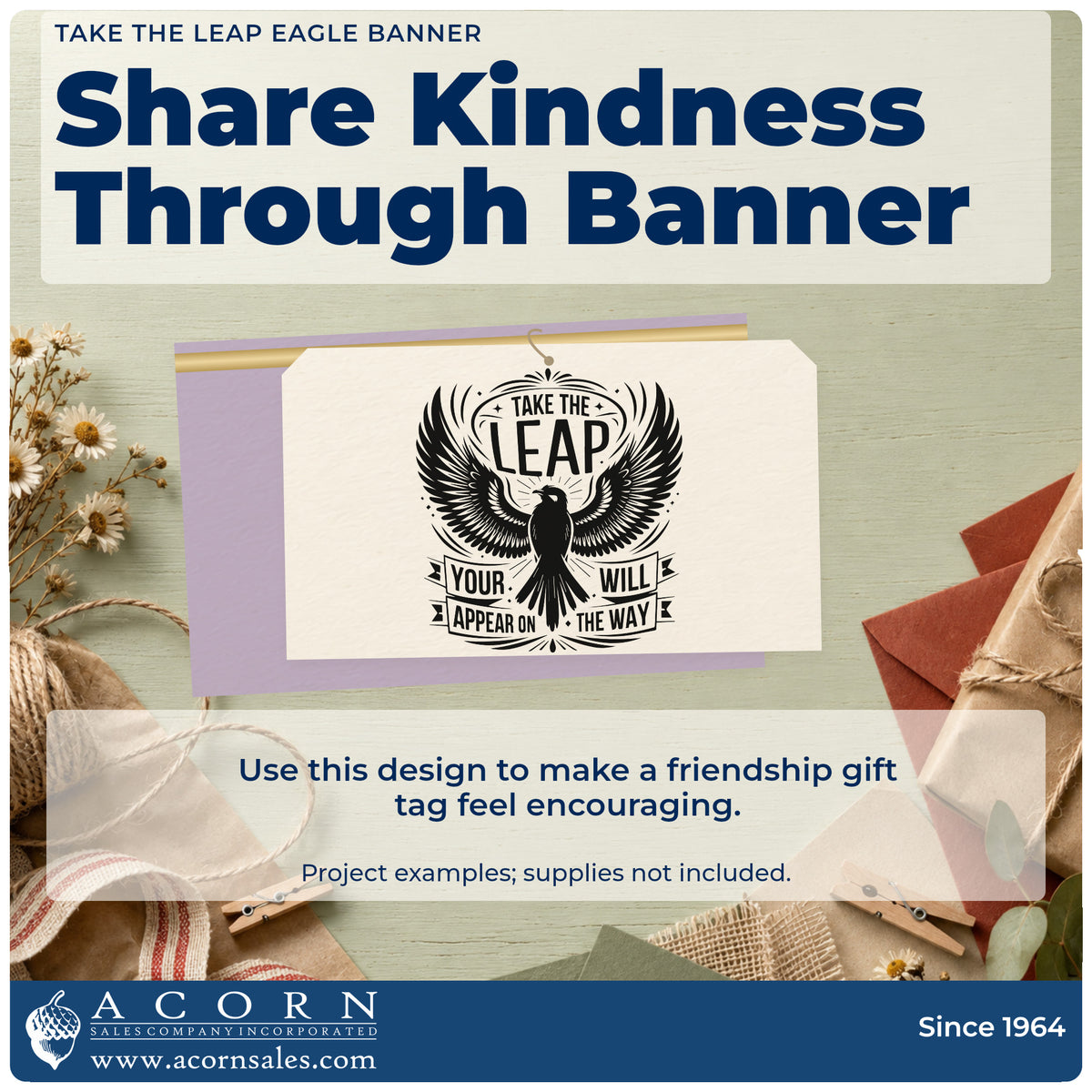 A finished handmade project stamped with the Take The Leap Spread-Wing Bird Wood Handle Stamp, ideal for flight album page.