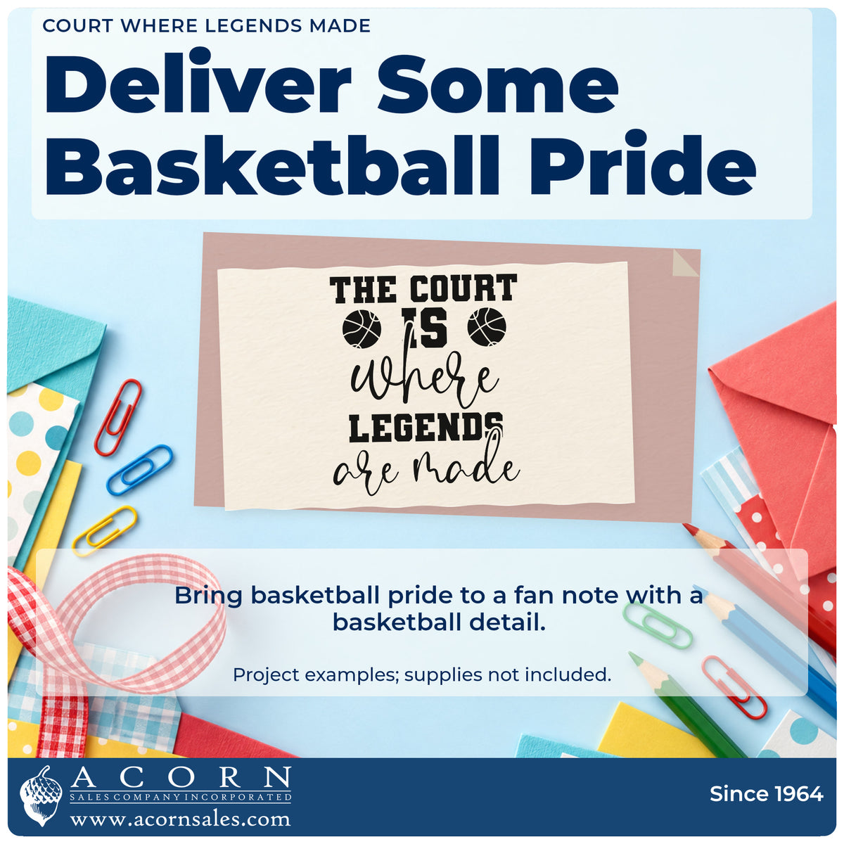 A finished handmade project stamped with the The Court Is Where Legends Are Made Stamp – Premium Vintage Pro Wooden, ideal for honor night album page.