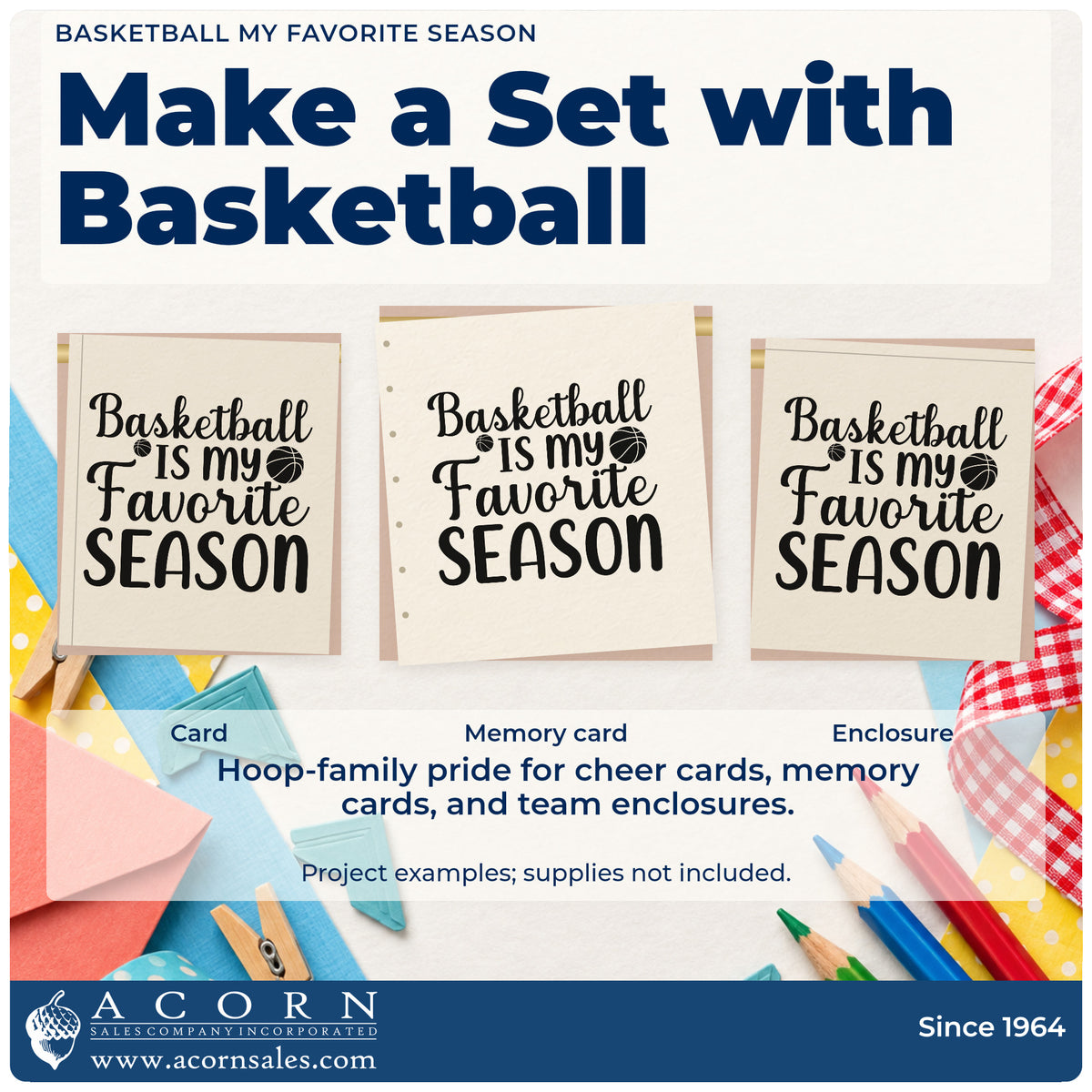 Three project examples made with the Basketball My Favorite Season Pre-Inked Stamp – Slim, including bracket track sheet.