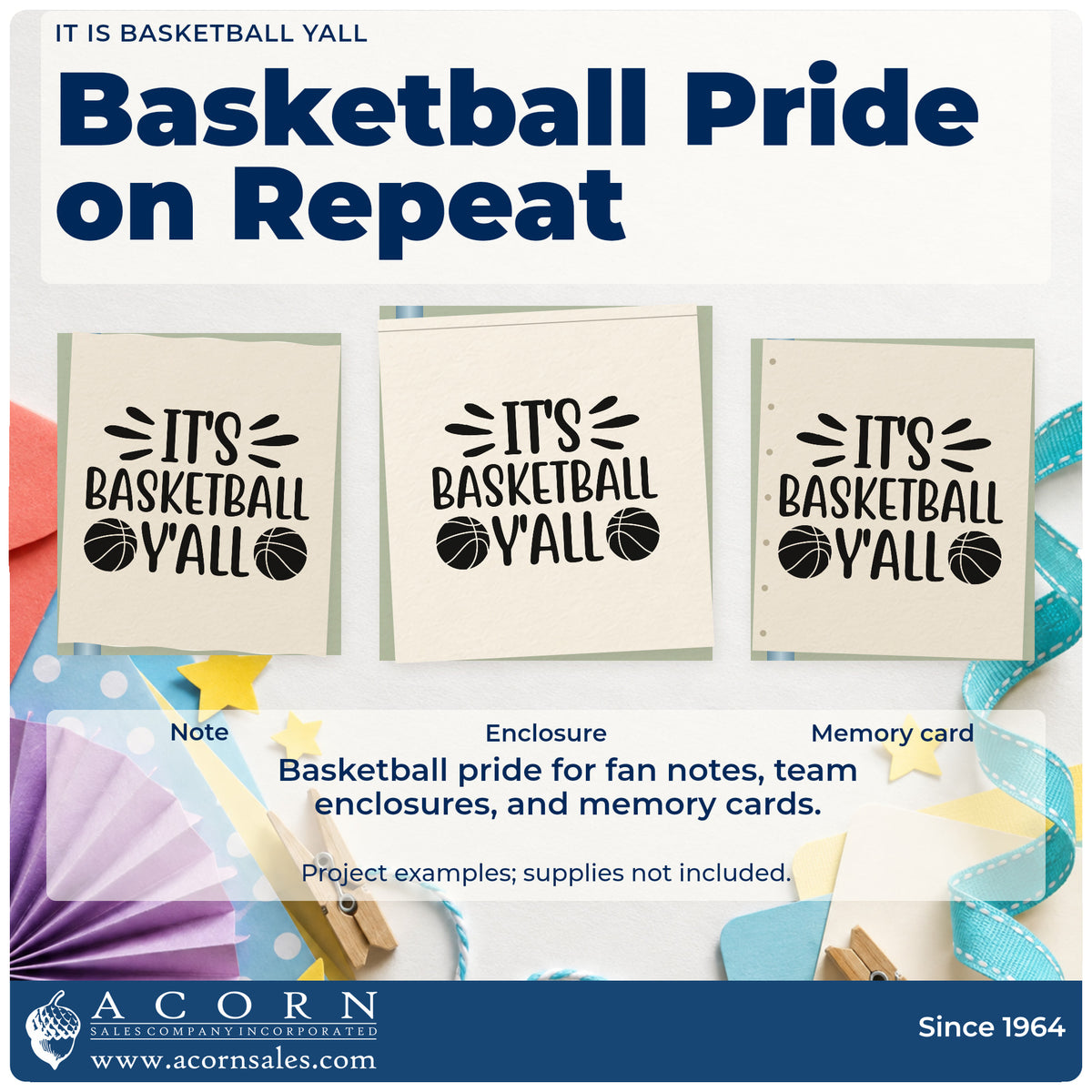 Three project examples made with the Slim Pre-Inked It Is Basketball Yall Stamp, including season plan sheet.