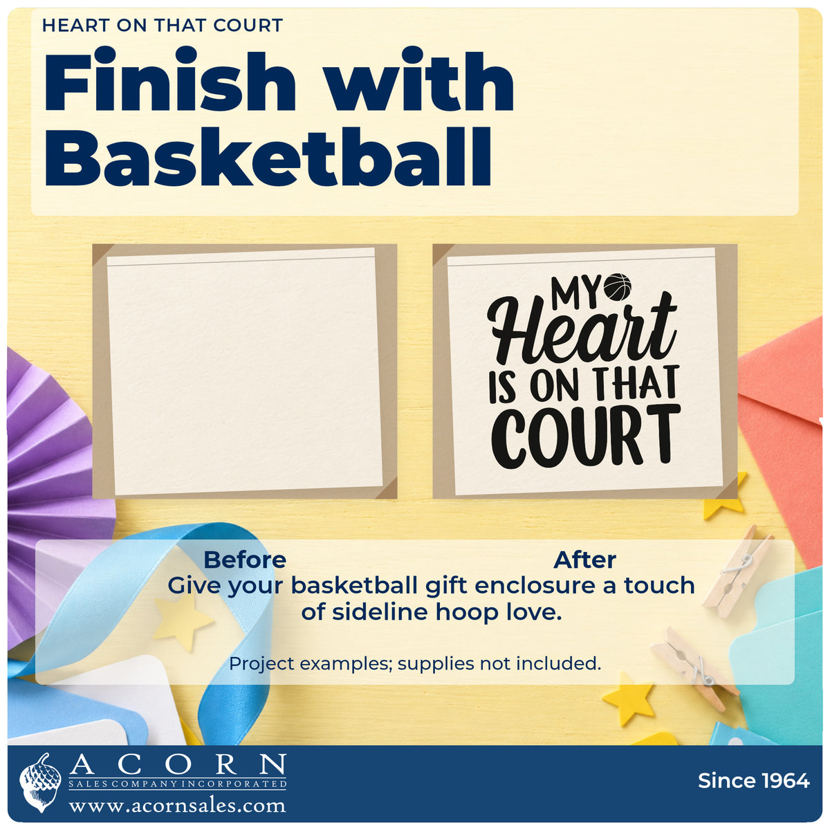 Before and after of a plain item finished with the Heart On That Court Pre-Inked Stamp – PSI, a quick upgrade for framed living corner.