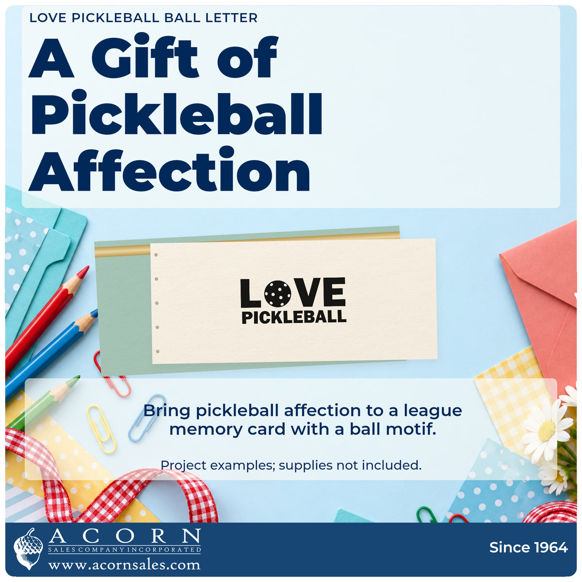 A finished handmade project stamped with the Love Pickleball Ball Lettering Compact Pre-Inked Stamp – Slim, ideal for ladder season album page.