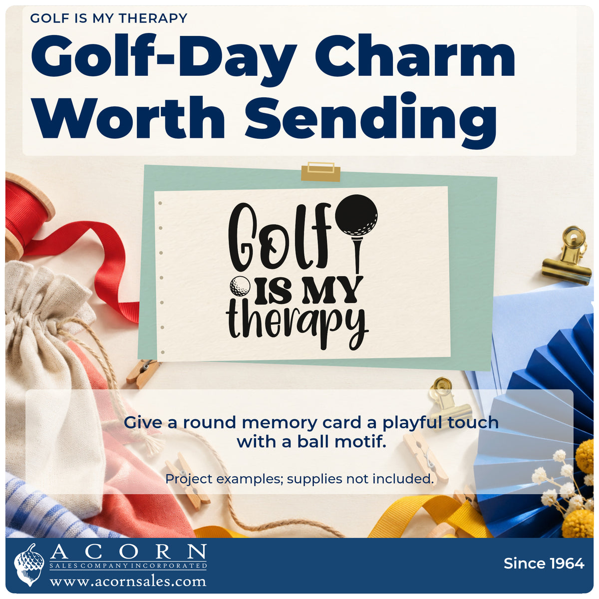 A finished handmade project stamped with the Golf Is My Therapy Hand Stamp – Duo, ideal for range album page.