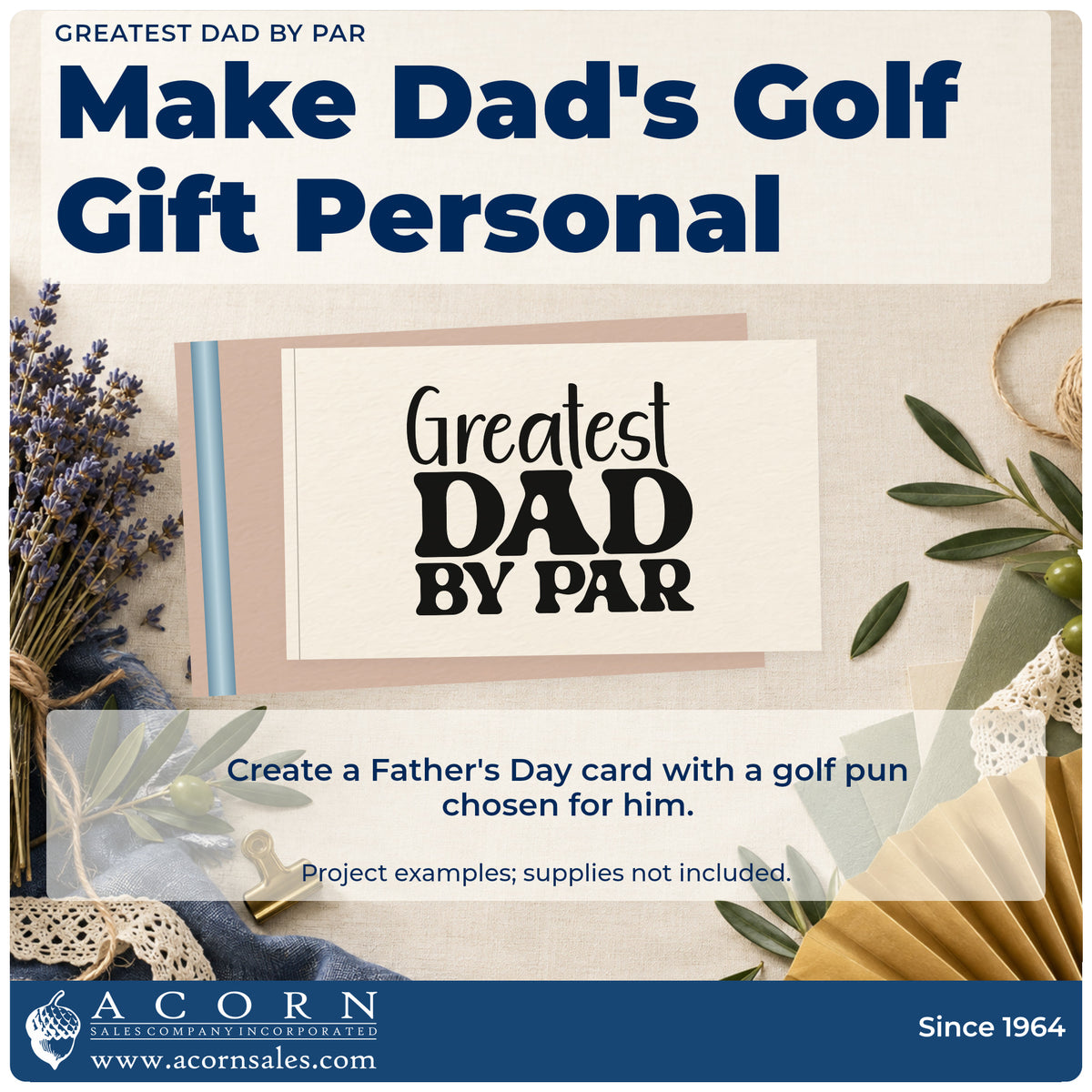 A finished handmade project stamped with the Greatest Dad By Par Pre-Inked Stamp – PSI, ideal for handed down album page.