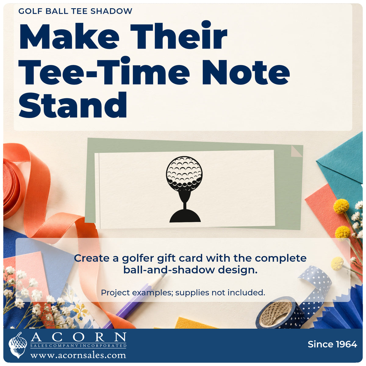 A finished handmade project stamped with the Premium Wooden Dimpled Golf Ball Tee Silhouette Stamp – Vintage Pro, ideal for recovery album page.
